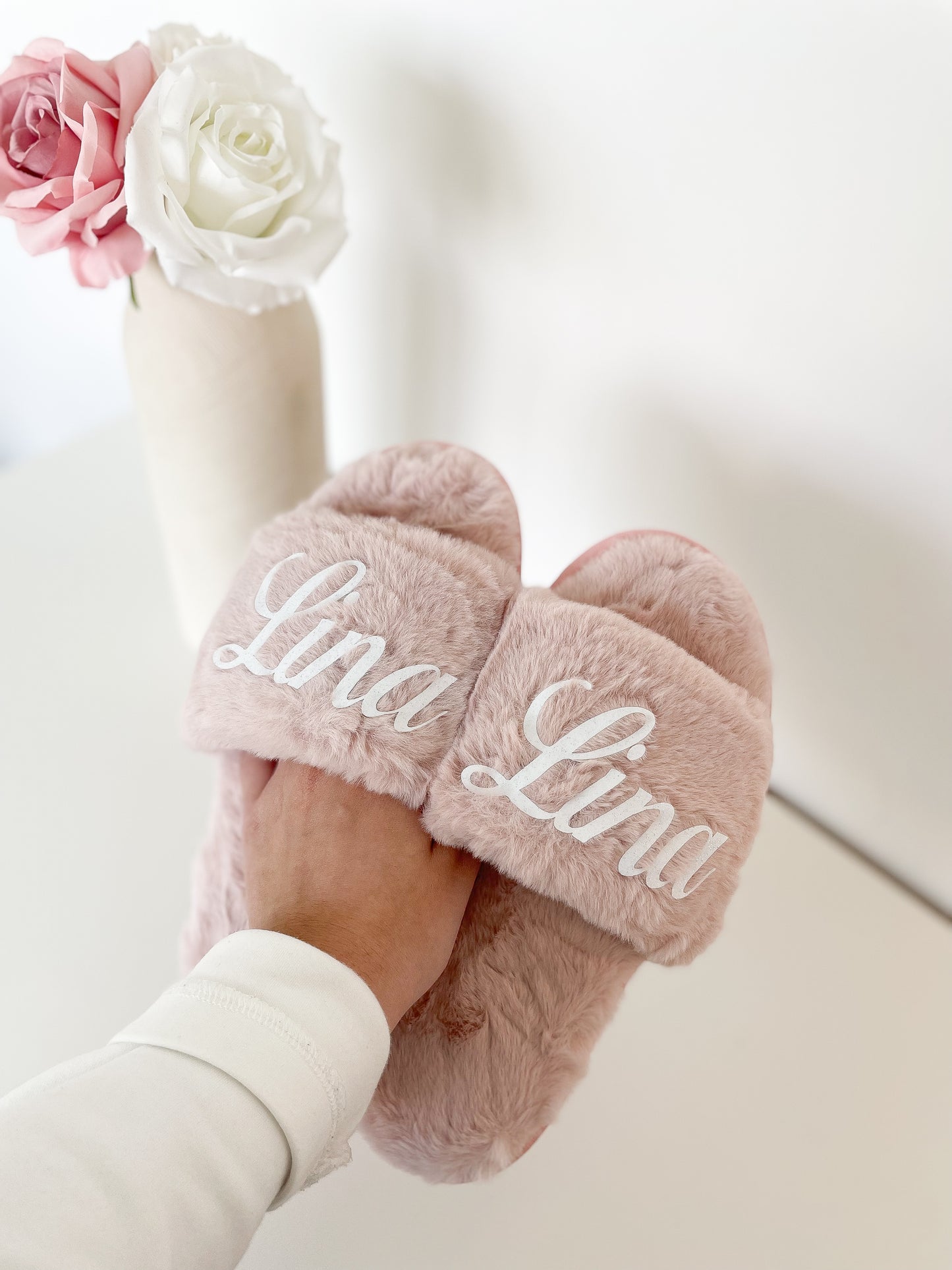 CHAUSSONS FLUFFY ROSE